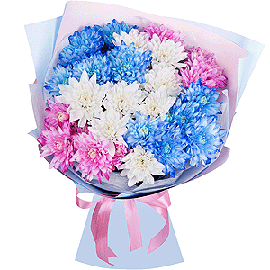 Chrysanthemum spray Baltica painted blue - 7, Wrapping Paper