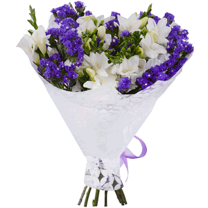 Arrangement of white freesias with delivery Astrakhan