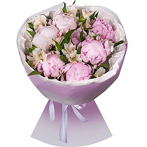 Peony pink - 7, Alstromeria white, soft pink - 9, Wrapping Paper