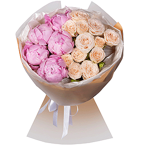 Peony pink - 5, Peony sprayrose - 5, Wrapping Paper
