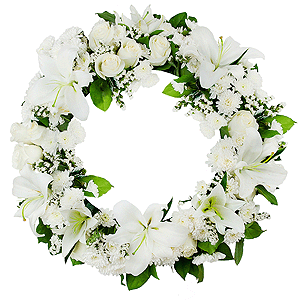 Funeral wreath of roses and lilies with delivery Astrakhan