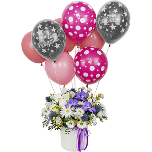 Fluffy cloud with balloons with delivery Astrakhan
