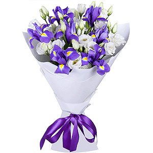 Irises - 11, lisianthus - 6, Felt, Ribbon