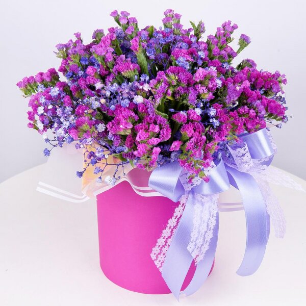 Gypsophila - 4, Round flower box small , Oasis, Pink Statice, Wrapping Paper