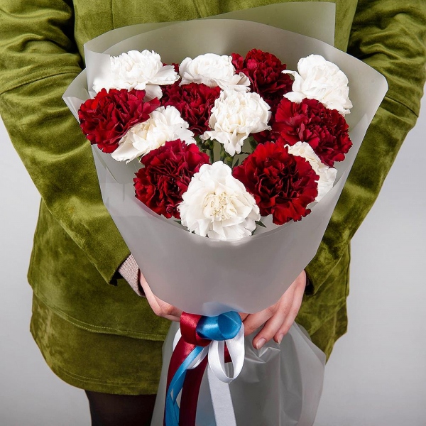 Carnation white, cream - 11, Carnation red - 13, Wrapping Paper
