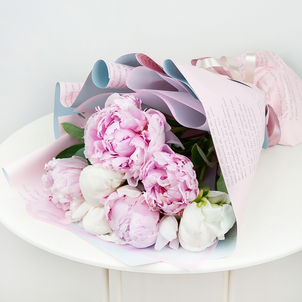 Peony pink - 6, Peony white - 5, Wrapping Paper