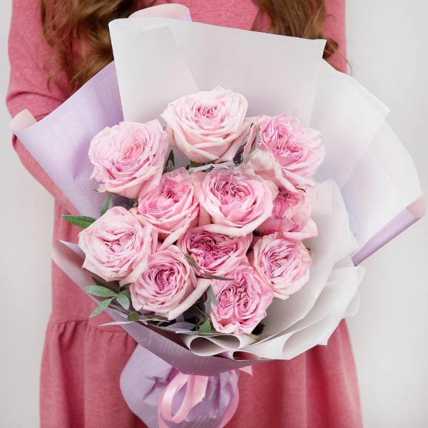 Peony style roses - 19, Pistachio, Wrapping Paper, Ribbon