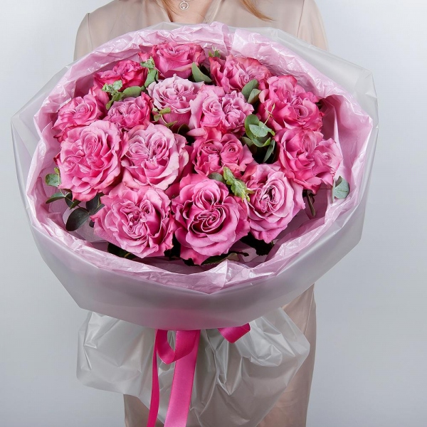 Pink rose Country Blues 50 cm - 23, Eucalyptus, Wrapping Paper